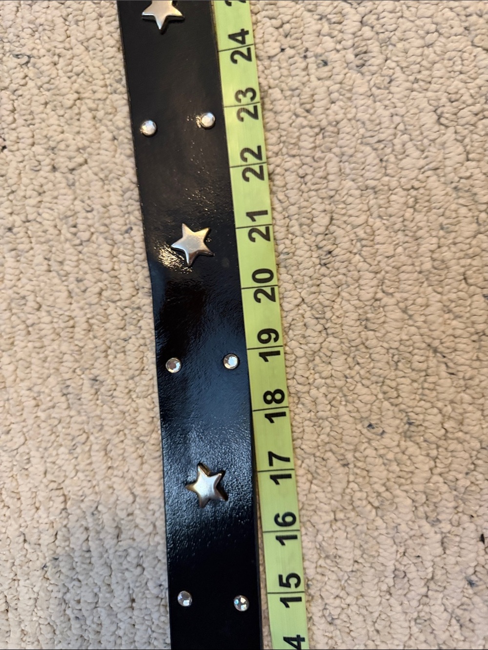 Guess Black Leather Star-Studded Belt with Silver Buckle - Picture 5 of 15